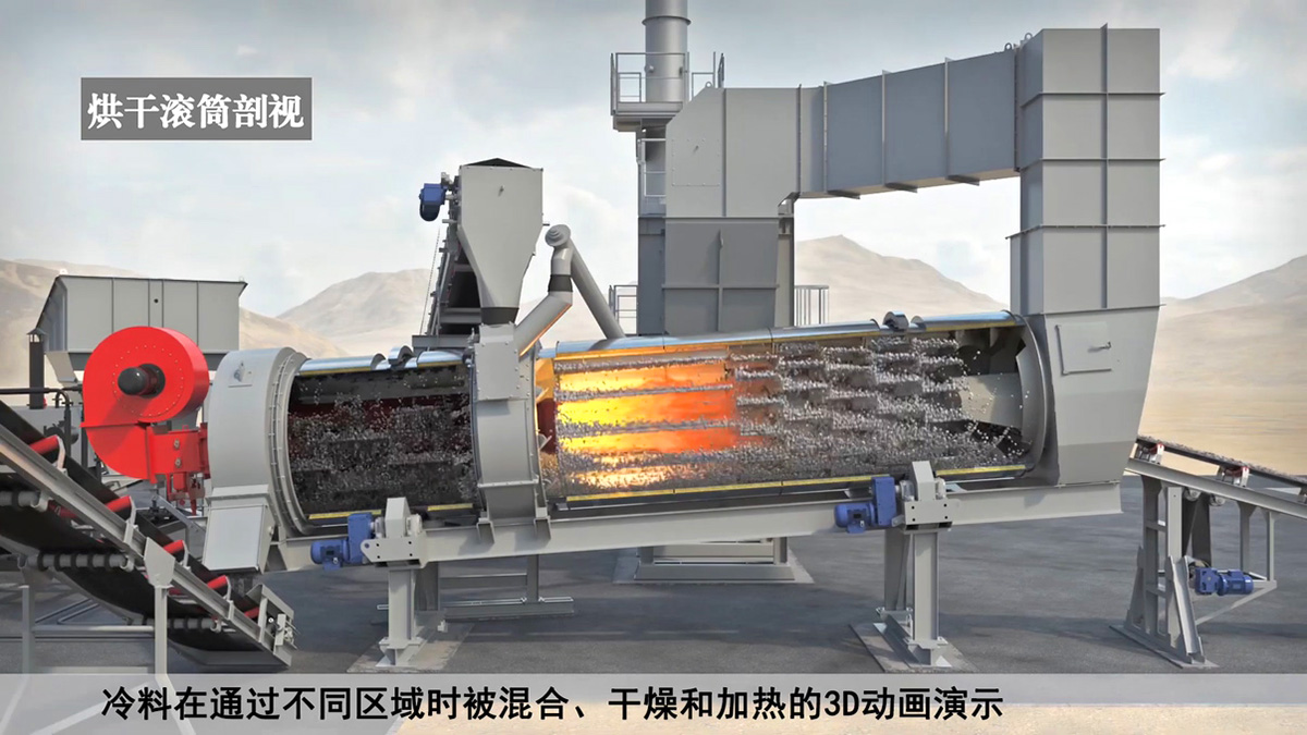 逆流式滚筒沥青拌合站3D效果图片_高维动画制作公司 逆流式滚筒沥青拌合站3D效果图片_高维动画制作公司